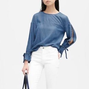 Banana Republic | Tie Cuff | Chambray | Blouse